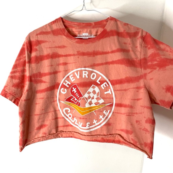 Lucky Brand Chevrolet Coral Rose Tie Dye Cropped Tee - Picture 3 of 5